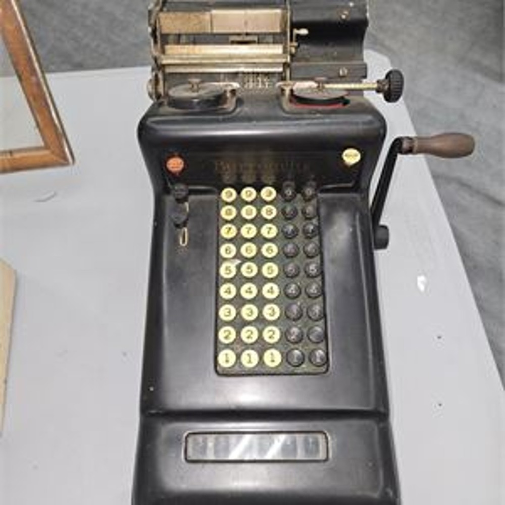 Antique Burroughs Class 3 Adding Machine Vintage Mechanical Calculator Black